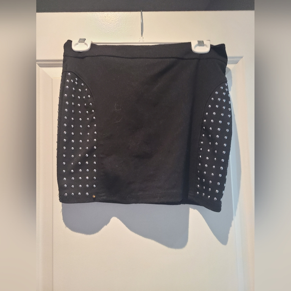 Black Studded Mini Skirt